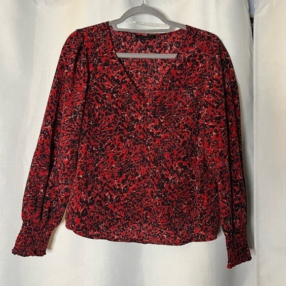 Sanctuary Red and Black V Neck Harmony Blouse in Surreal XS - Picture 2 of 10